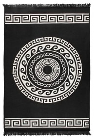 Covor reversibil Cihan Bilisim Tekstil Mandala, 120 x 180 cm, bej-negru