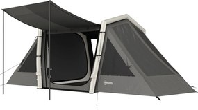 Outsunny Cort Gonflabil de Camping 4 Persoane Blackout Cort cu Aer 5,8m Lungime 2 Dormitoare și Zonă de Zi 580x270x202cm Gri Închis | Aosom Romania