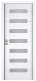 Usa Interior din MDF Novo Doors ND318, Cadru din Lemn Masiv, Geam Sablat, KIT COMPLET, Toc , Manere si balamale incluse (Culoare: Gri, Dimensiune: 80
