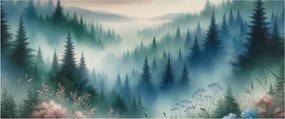 Tablou - Peisaj forestier cu ceață (120x50 cm)