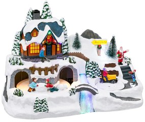 Sat de Crăciun, scenă de Crăciun cu un tractor