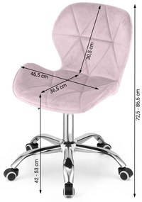 OFERTA Scaun de birou roz pudra AVOLA VELVET Clasa II.