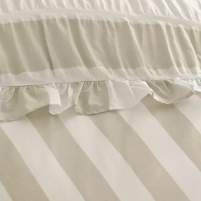 Lenjerie de pat bej pentru pat dublu cu 3 piese 200x200 cm Seersucker Frill Stripe – Catherine Lansfield
