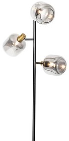 Lampa de podea neagră cu auriu cu sticlă fumurie cu 3 lumini - Zuzanna