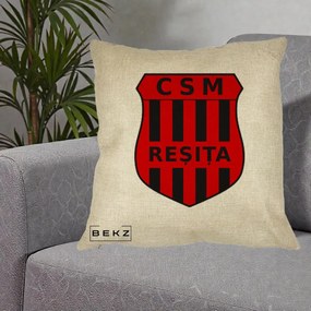 Perna Personalizata CSM Resita Fotbal, 40x40 cm, Crem, Husa Detasabila, Perna Inclusa, BEKZ®