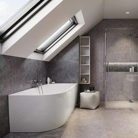 Cada freestanding Cersanit Crea 170x82 cm alb lucios cu montaj dreapta lipita de perete, BTW