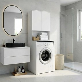 Dulap Baie Adore cu Loc Pentru Masina de Spalat, 3 Rafturi, 2 Usi, Alb, 65 x 182 x 60 cm