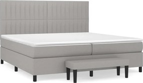 vidaXL Pat box spring cu saltea, gri deschis, 200x200 cm, textil