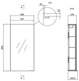 Dulap suspendat cu oglinda Cersanit Larga, 40 cm, albastru, montat Albastru, 400 mm