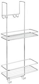 Raft pentru baie argintiu lucios de agățat/autoadeziv din oțel Luxy – Metaltex