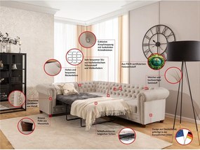 Colțar bej extensibil cu tapițerie din catifea (cu colț pe partea stângă/în formă de ”L”) York Blik – Ropez