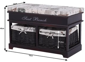 Bancă cu depozitare Bench 3, 70 x 35 x 45 cm