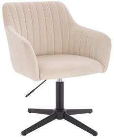 HR190CROSS Scaun Crem din Catifea cu Bază Neagră