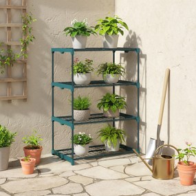 Outsunny Suport Vertical pentru Plante cu 4 Niveluri din Oțel și Plastic, Suport pentru Ghivece de Interior și Exterior, Grădină, Balcon, 67x49x105 cm, Verde Închis | Aosom Romania