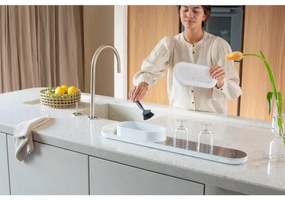 Organizator chiuveta Brabantia SinkStyle 1008499, 2 piese, Finisaj mineral, Rezistent la coroziune, Alb