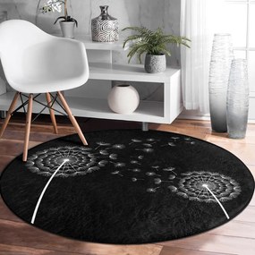Covor rotund negru lavabil adecvat și pentru aspiratoare robot ø 80 cm Comfort – Mila Home