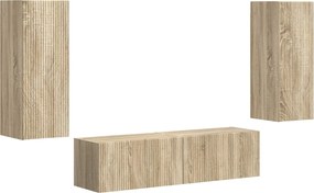 vidaXL Set comodă TV Pe perete 2 pcs Stejar Sonoma Lemn compozit