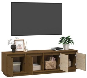 Comoda TV, maro miere, 156x37x45 cm, lemn masiv de pin