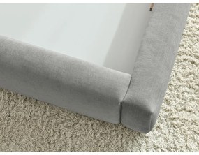 Pat matrimonial gri deschis tapițat cu spațiu de depozitare și somieră 160x200 cm Vernon – Bobochic Paris