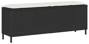vidaXL Bancă de grădină cu pernă neagră 110x30x40,5 cm Poly Rattan