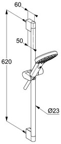 Set de dus, Kludi, xDive, cu para 1S, bara de 60cm si furtun de 160cm, crom