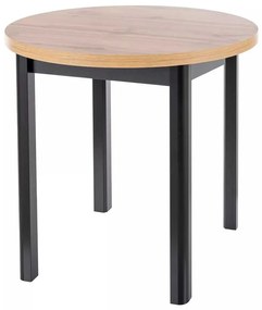 Masă de bucătărie Adam - 80 cm diametru, stejar artisan / negru