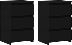 vidaXL Noptiere, 2 buc., negru, 40x35x62,5 cm, lemn compozit