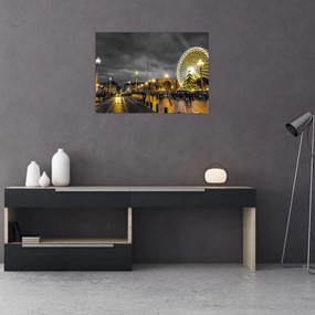 Tablou pe sticlă carusel în amurg (70x50 cm)