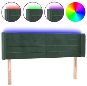 3123427 vidaXL Tăblie de pat cu LED, verde închis, 147x16x78/88 cm, catifea