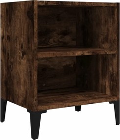 vidaXL Noptieră cu picioare din metal, stejar afumat, 40x30x50 cm