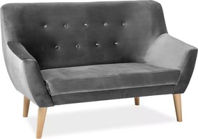 Canapea NORDIC 2, gri Bluvel 14, stofa catifelata/lemn de fag, 136x75x