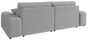 Colțar gri deschis cu tapițerie din catifea reiată (cu colț variabil) Justin – Ropez