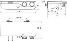 Baterie cada sau dus termostatata Ideal Standard Ceratherm S200 crom lucios