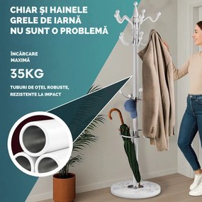 Cuier de podea TENZY cu bază din marmură, 37x173cm, alb Casaria
