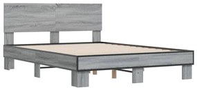 3280205 vidaXL Cadru de pat, gri sonoma, 120x190 cm, lemn prelucrat și metal