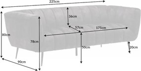 Canapea 3 locuri design elegant Noblesse, gri