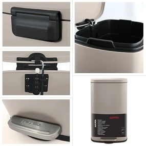 Coș de gunoi taupe cu pedală din oțel 50 l Akira – Spirella