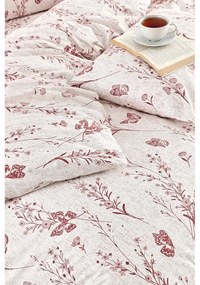 Lenjerie de pat bej pentru pat dublu, extinsă cu cearceaf inclus, cu 4 piese 200x220 cm Floral Butterfly – Mila Home