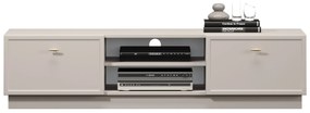 Comodă TV Lorini 150 cm cu sertare - culoare cașmir / mânere aurii tip T-bar