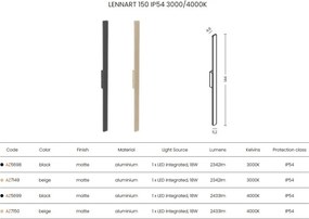 Aplica exterior LED ambientala LENNART 150 IP54 4000K bej