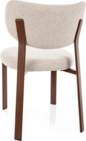 Scaun lemn tapitat Rin D bej deschis/nuc - H79 cm