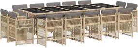 vidaXL Set mobilier grădină cu perne, 15 piese, bej combinat poliratan