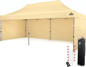 Cort de nuntă 3x6 m din aluminiu – Elegant și de montare rapidă - cu 3 pereți - Bej