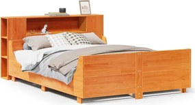 vidaXL Cadru pat fără saltea, maro ceruit, 135x190 cm, lemn masiv pin