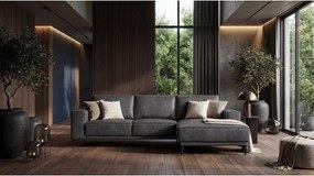 Colțar gri antracit cu tapițerie din imitație de piele (colț pe partea dreaptă) Copenhagen – Scandic