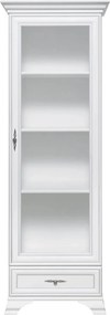 Vitrina pentru living IDENTO, alb, PAL/sticla, 70x43x210 cm