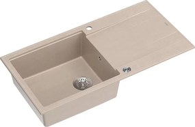Chiuveta compozit incastrata Quadron Unique Evan 146 XL bej - inox 100x50 cm