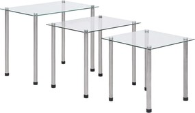 vidaXL Mese suprapuse, 3 buc., transparent, sticlă securizată