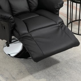 HOMCOM Fotoliu de relaxare rabatabil pivotant suport de picior reglabil, pana la 150 kg, pentru sufragerie, dormitor, negru | Aosom Romania