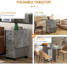 HOMCOM Masă Rabatabilă pentru Maxim 6 Persoane cu 2 Sertare, Dulap și Raft Posterior, 120x60x76.5 cm, Alb | Aosom Romania